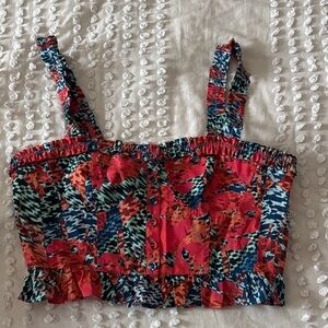 Ulla Johnson Red and Blue Patchwork Tank Top